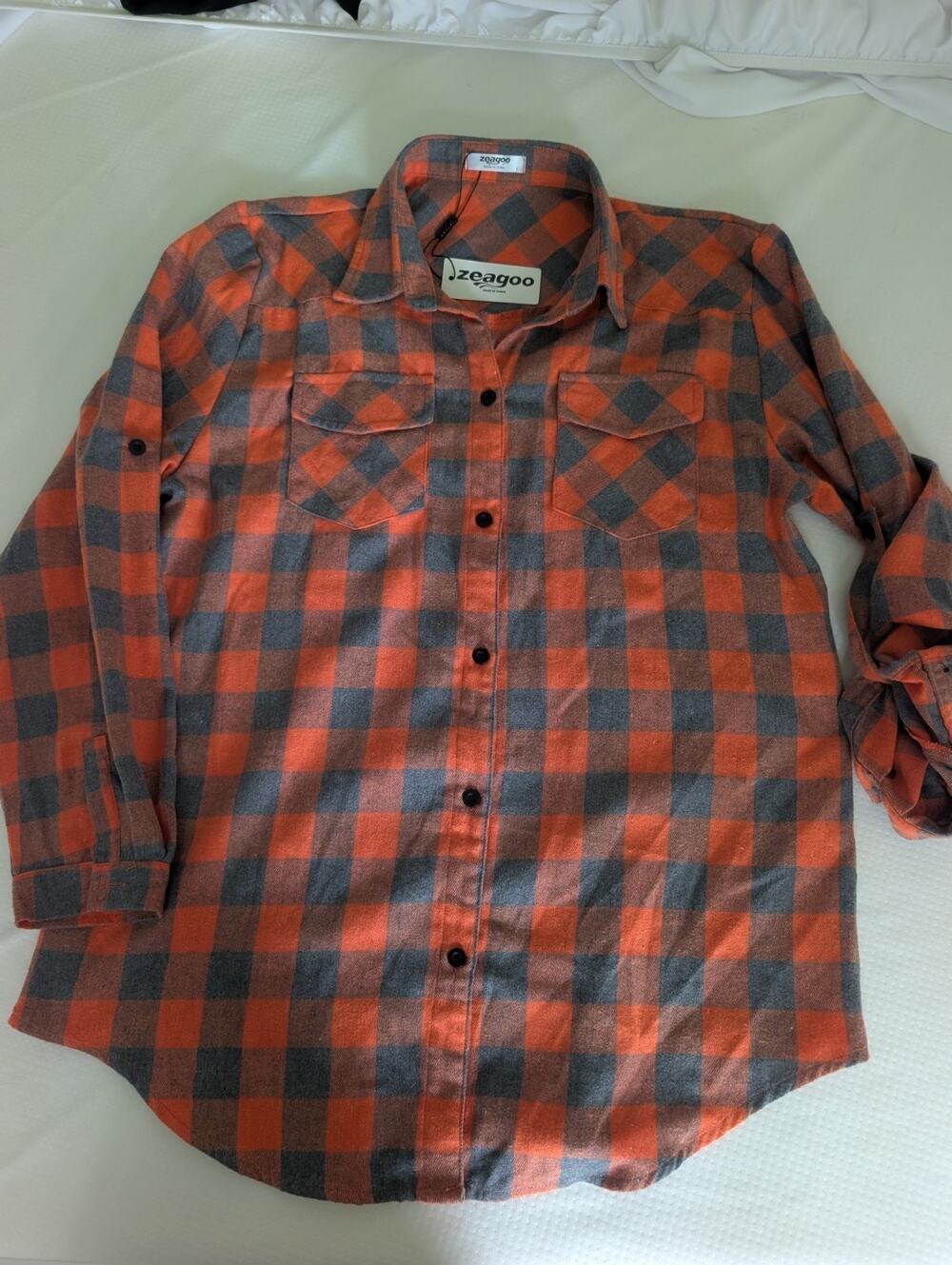 Zeagoo Womens Red/Black Plaid Flannel Button Up Large , Cowgirl, Western NEW